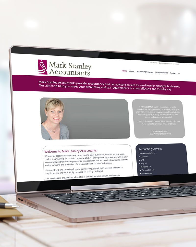 Website Design Consett: Mark Stanley Accountants Ltd, Consett